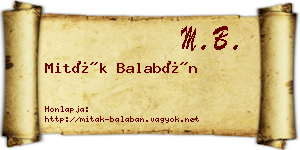 Miták Balabán névjegykártya